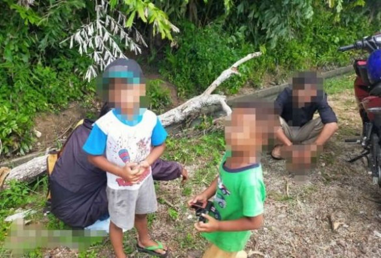 父携2幼儿丛林吸毒 执法员来弃儿逃