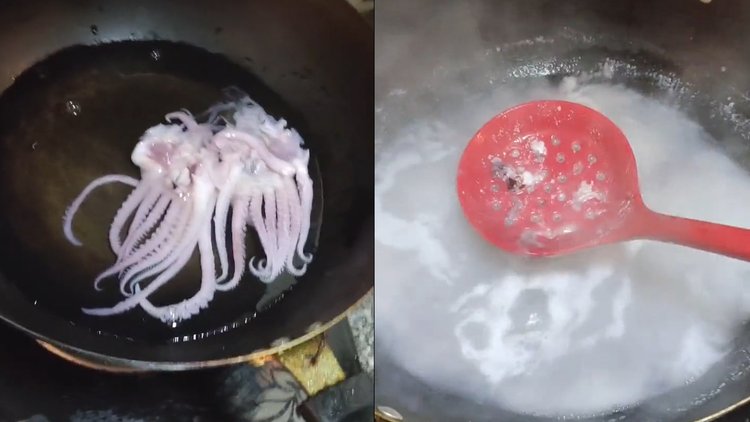 放滚水数分钟一灼即溶 女子疑买到假鱿鱼