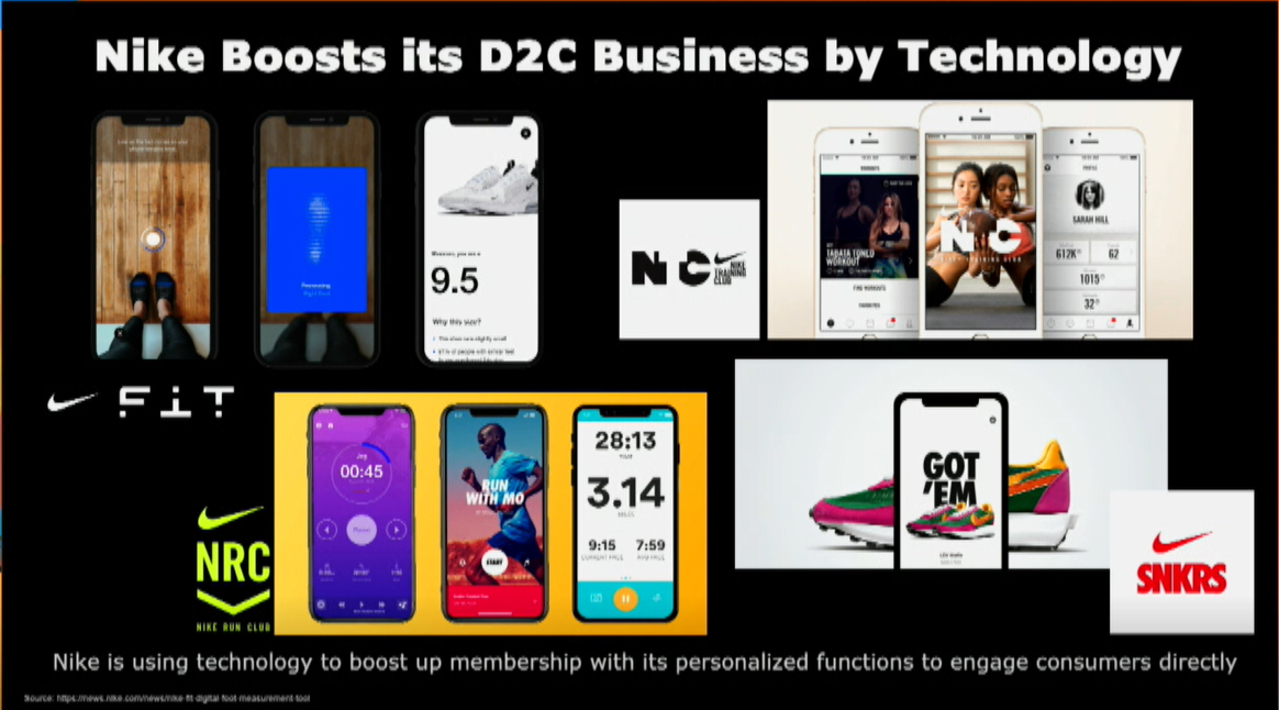 Nike使用各种科技越过中间商、零售商,直接与客户直接互动。