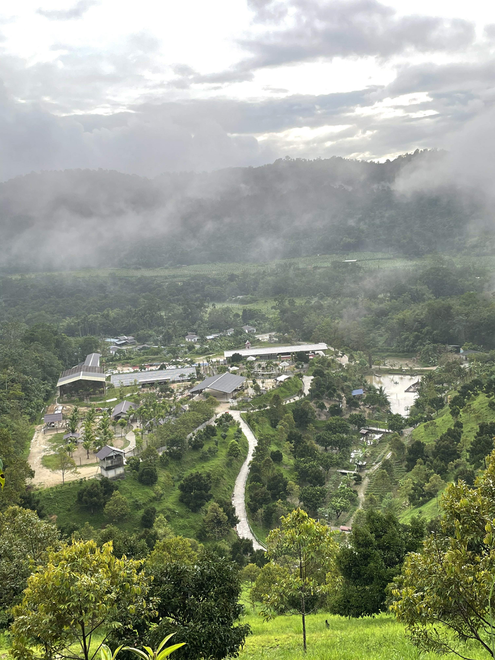 山峦与云雾交错，如诗如画的景致。 
