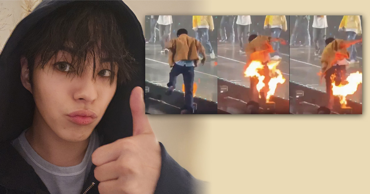 韩男团成员开唱突遭火烧身 惊险画面曝光！吓坏粉丝