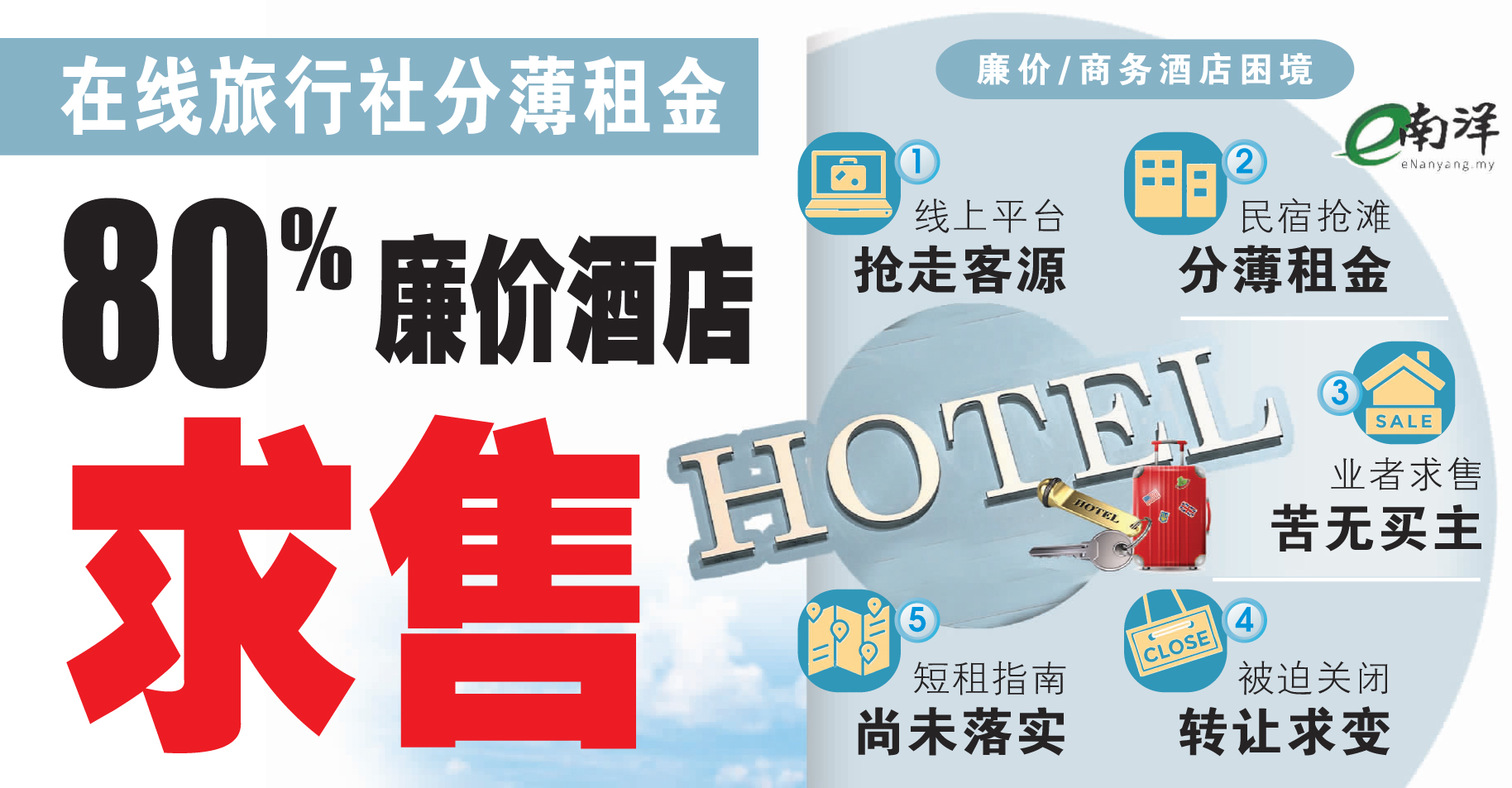 【獨家】難頂在線旅行社分薄租金 80%廉價酒店求售