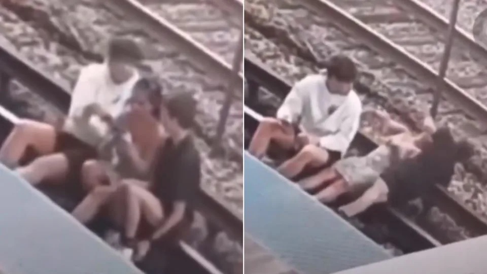 坐铁轨自拍险送命 年轻男女遭电到“心脏骤停”
