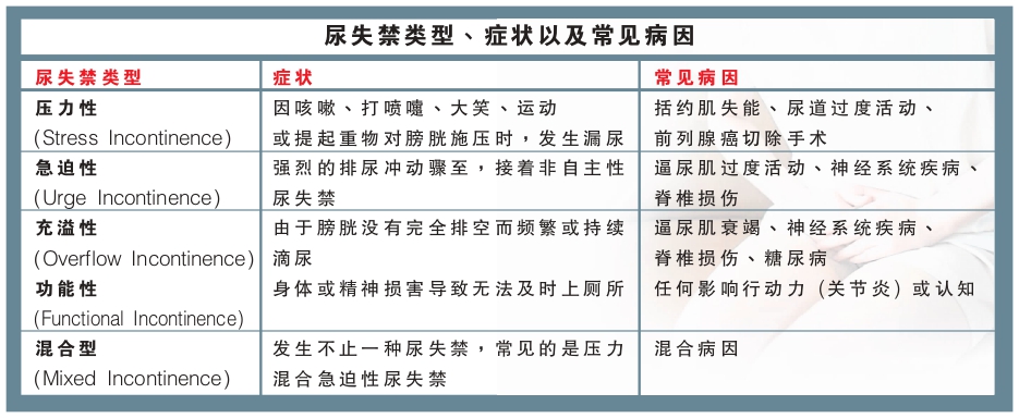 尿失禁类型 图表