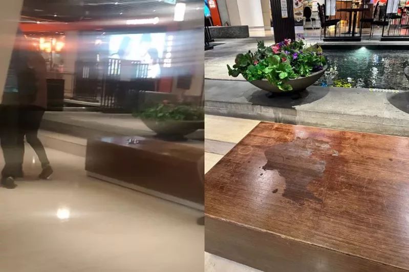 公共椅子上撒尿