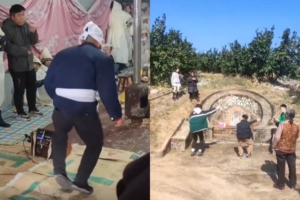 灵堂坟前摇摆大跳 科目三变招魂舞?