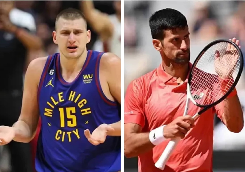 约基奇(左)与网球天王乔科维奇