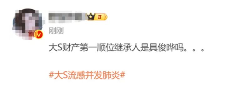 网友好奇大S的遗产是否归具俊晔。(微博截图)