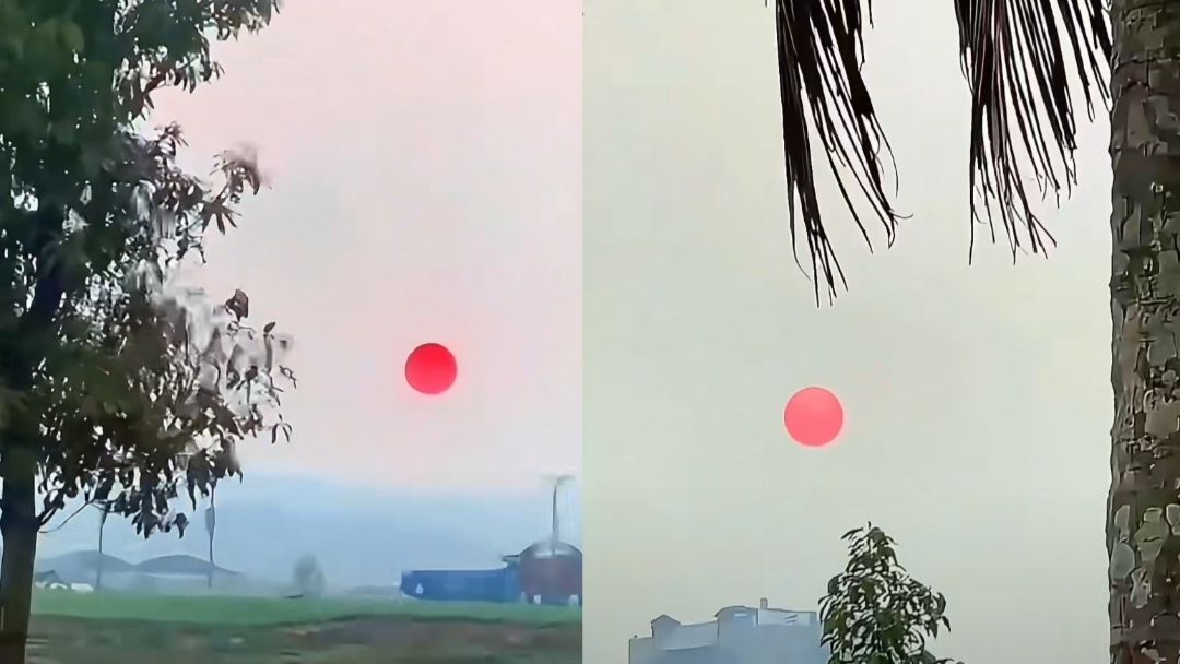 专家:大气散射导致 云南现血红太阳