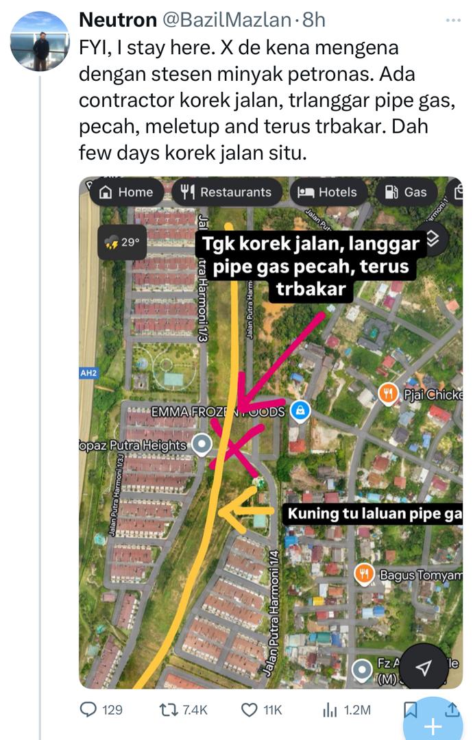 油站地下气管爆炸 网民疑承包商挖掘工程撞破气管