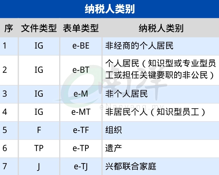 纳税人类别