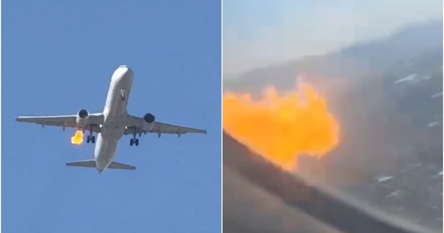 【视频】引擎爆火花 美航客机高空急掉头