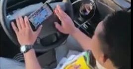 陈嘉荣分享中国友人拍摄短片 长巴司机边驾驶边玩手机