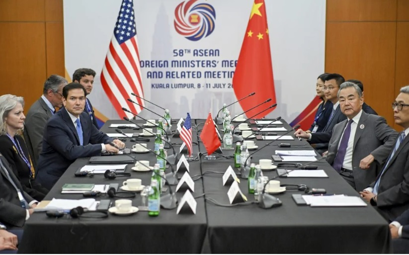 中国外长王毅与美国国务卿卢比奥的首次会晤