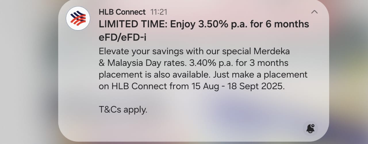 丰隆银行（Hong Leong Bank）推出限时定存优惠