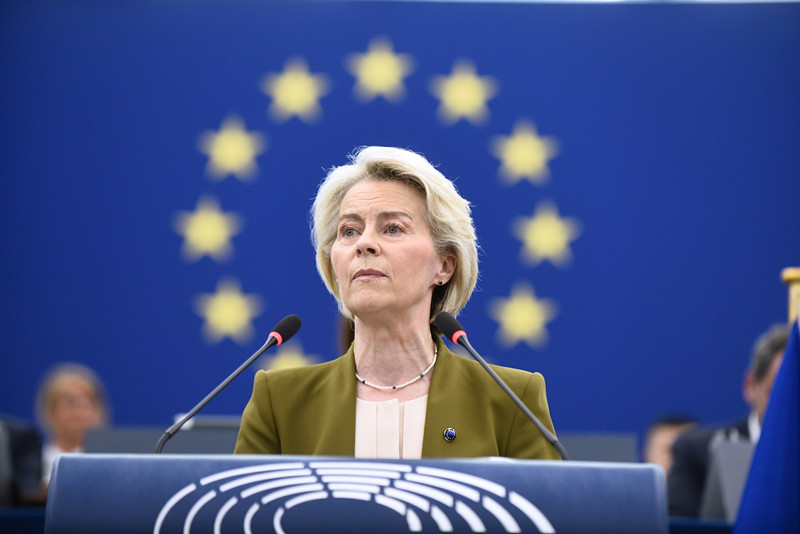 在加沙人道危机持续恶化之际，欧盟委员会星期三提议暂停以色列的贸易优惠。图为欧委会主席冯德莱恩。
