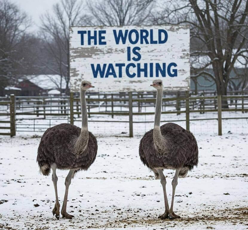 加拿大环球鸵鸟农场面临生死命运的鸵鸟
