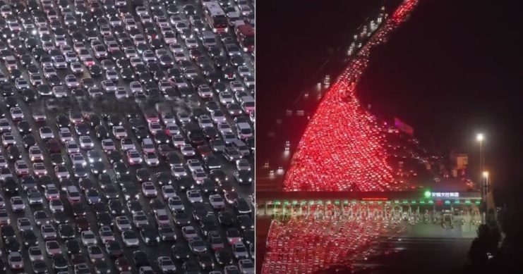 中国连假结束车道塞爆 媒体指“最美星河”惹众怒