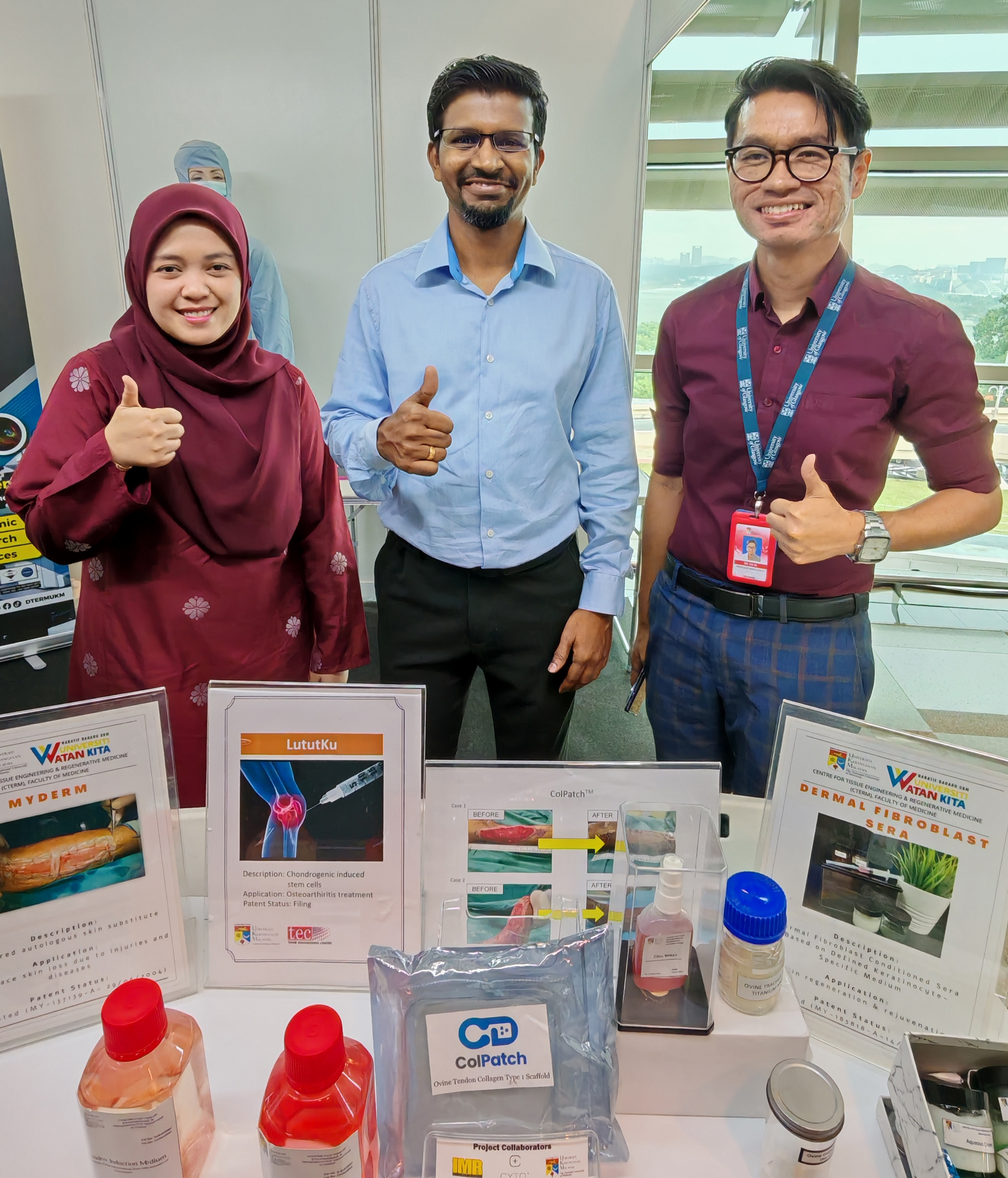 马来西亚国民大学医学系首次受邀参与创意节，现场展示科研团队的多项研究成果，其中研究长达10年的膝关节干细胞注射技术目前已在临床阶段，这也是我国政府大学投入研究的干细胞治疗技术。